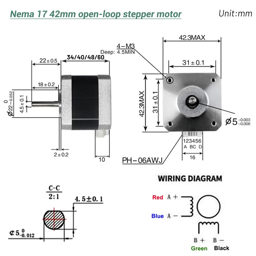 Motor paso a paso Nema17 42 de - 3D Printing Robot reseña y precio